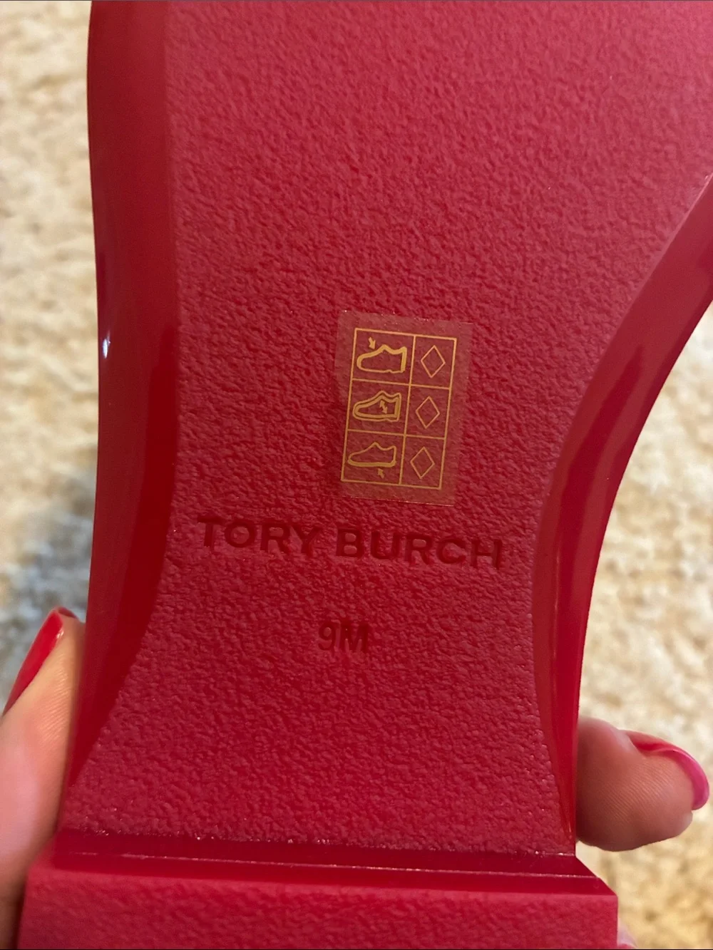 Tory Burch Red Patent Logo Slide Sandal